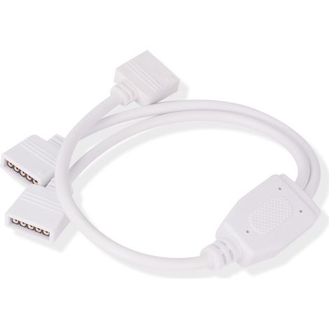 Ortviai Séparateur LED RGB 4 broches 1 vers 2 (2 pièces) + 6 connecteurs mâles – pour bandes lumineuses 5050/3528