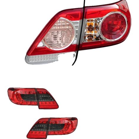 Conjunto de luces traseras, actualización LED, intermitente dinámico, compatible con Toyota Corolla 2011-2013, rojo/negro (un juego) (1/2)