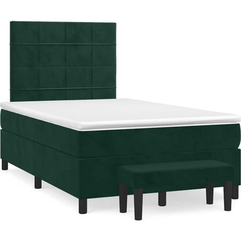 Boxspringbett mit Matratze Dunkelgrün 120x190 cm Samt