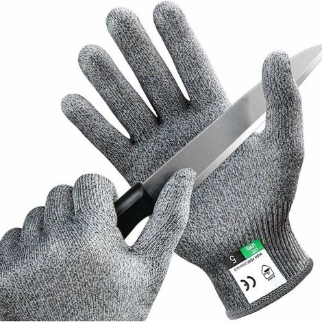 Gant Anti Coupure Gants de Travail Protection de Niveau 5 et Gants Jardinage Gants Résistants Aux Coupures Pour L'écaillage D'huîtres, Le Soudage 24.5cm