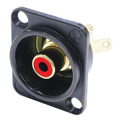 Neutrik - Base RCA nel chassis, tipo D, nero cromo, anello di identificazione rosso