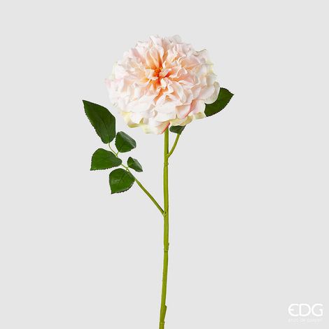 EDG Enzo De Gasperi Rosa Jumbo Ramo con Foglie H 80 Cm D 18 Cm Pianta Artificiale Colore Salmone