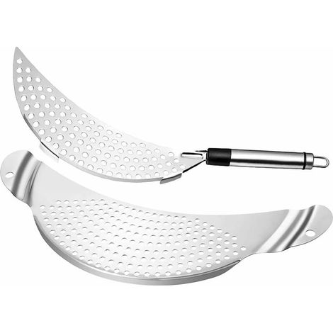 Stainless steel pot strainer with handle, 2 piece pasta strainer (1/5)