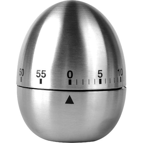 Egg Kitchen Timer Mechanical Rotating Alarm Stainless Steel 60 Minute Timer for Cooking (1/5)