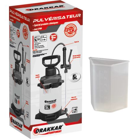 Drakkar Equipement – Pulvérisateur 5L à pression avec lance aluminium et joint EPDM – Tuyau 2m – Débit max 5L/min – 18668 (1/4)