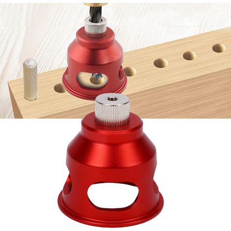 Guide de perçage vertical pour le travail du bois, poinçonneuse à 90° en alliage d'aluminium avec 9 bagues de perçage (rouge). (1/5)