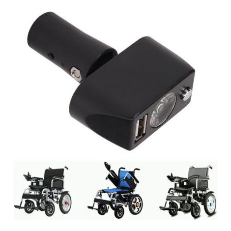 Luz eléctrica para silla de ruedas: controlador de iluminación LED para silla de ruedas con conector XLR de 3 pines y carga USB, con diseño de ángulo ajustable.