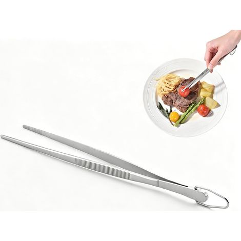 Kitchen Tongs, Stainless Steel Kitchen Utensils, For Grilling Meats and Delicate Preparations, Precision Food Tongs, 30 cm Length (1/5)