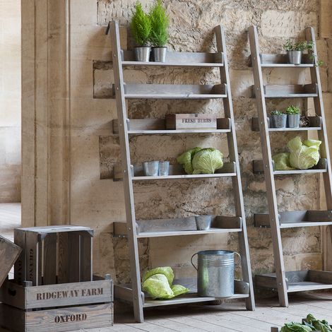 Garden Trading Outdoor Indoor Aldsworth Plant Pot Shelf Ladder Stand Wood Wide