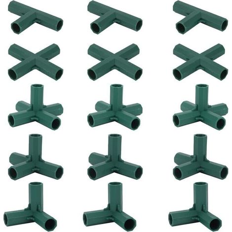 15 conectores para marcos de jardín de 16 mm, 5 tipos, soportes estables para jardineras e invernaderos. (1/5)