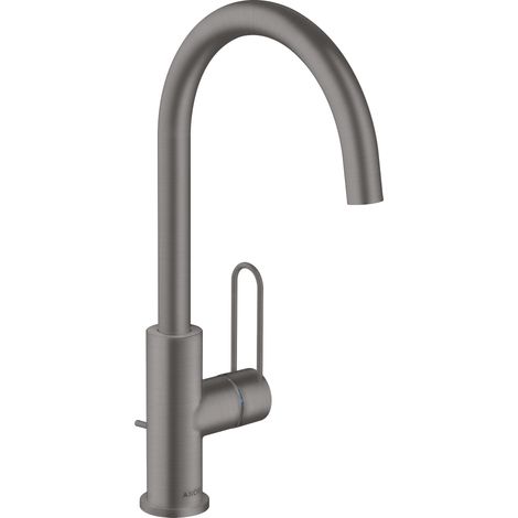 Mitigeur monocommande pour lavabo AXOR UNO 240, poignée en boucle, chrome noir brossé (1/2)