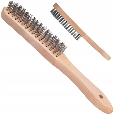 Brosse antirouille en fil de fer noir, 4 rangées, bois (12/120) (1/3)