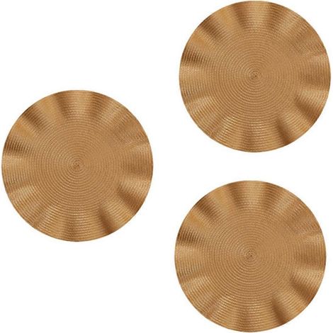 Rundes Platzset mit Wellenmuster, runde Hitzeschutzmatte, Küchentischset, Gold