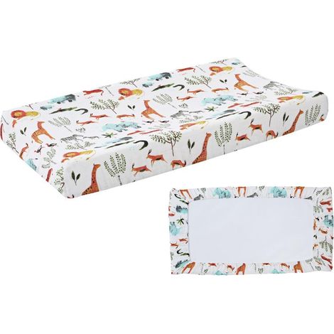 Housse de coussin pour table à langer  Housse de matelas à langer extensible en coton doux - Housses et coussinets de table à langer à motifs imprimés mignons pour garçons et filles