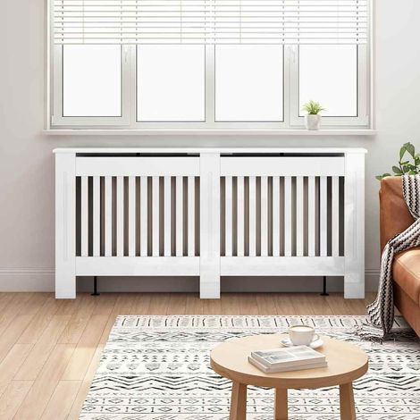 vidaXL Radiator Cover High Gloss White 172 x 19 x 81.5 cm