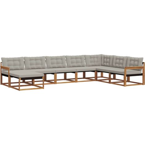 Conjunto de sofás de exterior 8 uds. Gris Natural y Claro vidaXL (1/5)