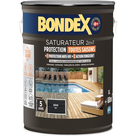 Saturateur 2en1 Protection Toutes Saisons - Mat - 5L - Ebène - Bondex (1/4)