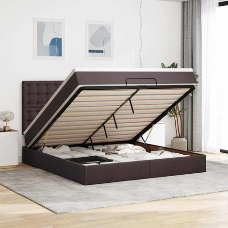 Estructura cama otomana colchón tela marrón oscuro 180x200cm vidaXL (1/5)