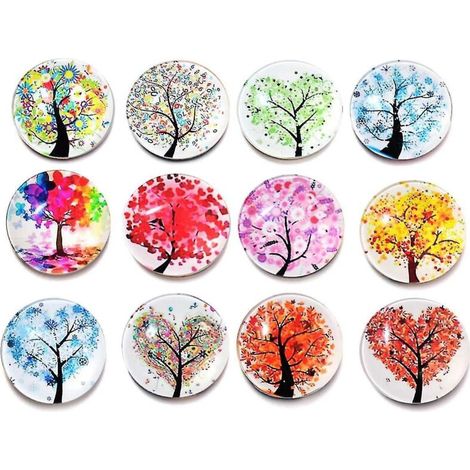 12 aimants pour réfrigérateur, aimants en verre, autocollants pour réfrigérateur, aimants de bureau, aimants pour tableau blanc pour la cuisine, la maison et le bureau (assortiment) (1/5)