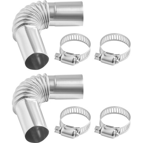 25-mm-Auspuffrohr-Winkelstück für Dieselheizungen (2 Stück), Edelstahl-Auspuffwinkelverbinder für 2-kW-/5-kW-/8-kW-Standheizungen, 4 Schlauchschellen, Wartung