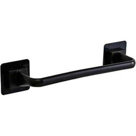 BEBUSINGOTO Toallero de pared sin perforaciones para cocina y baño, porta trapos, porta tapas, toallero, toallero de baño, color negro. (1/2)
