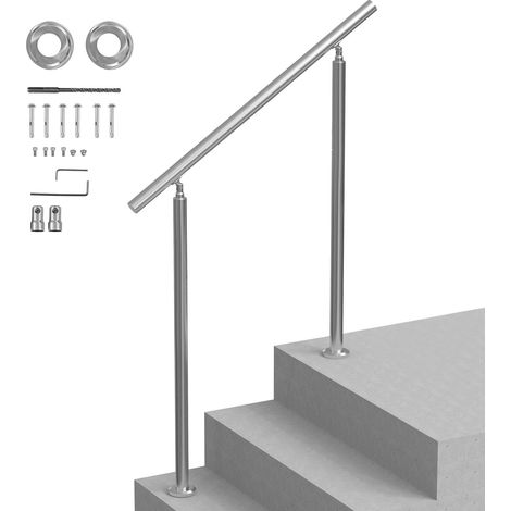 Main courante escalier 100 cm, rampe extérieure en acier inoxydable, angle réglable 0-45°, pour porche et terrasse (1/5)