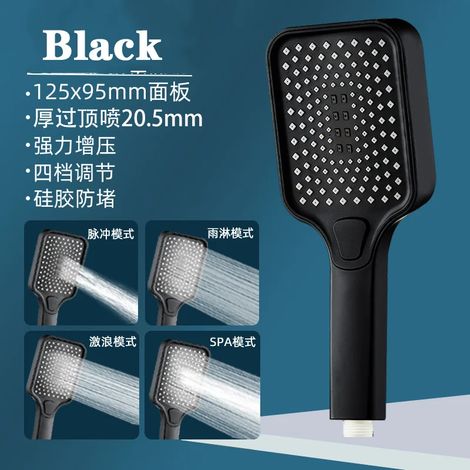 Douchette à main noire - Ensemble de douche de plafond à grand panneau de 30 cm (12 pouces) et à débit élevé - 4 modes - Douche de salle de bain haute pression en ABS effet pluie (1/5)