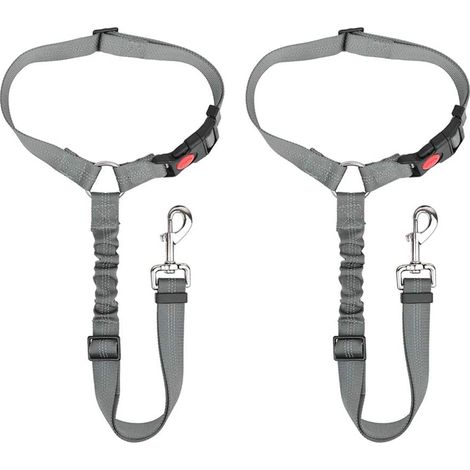 Appui-tête de voiture Laisse de sécurité pour animal domestique Laisse de voiture réglable pour chien - gris - 2 pièces (1/5)
