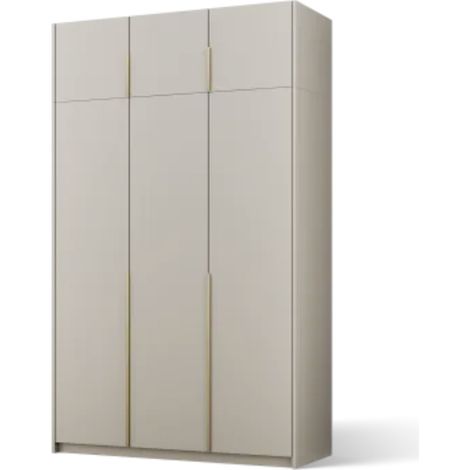Armoire 3 portes KEVA 148x250 – Dressing grande hauteur avec poignées noires-Taupe (1/5)
