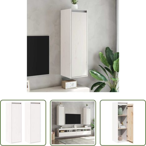 Meubles TV - Armoires murales 2 pcs Blanc 30x30x100 cm Bois de pin massif (1/5)