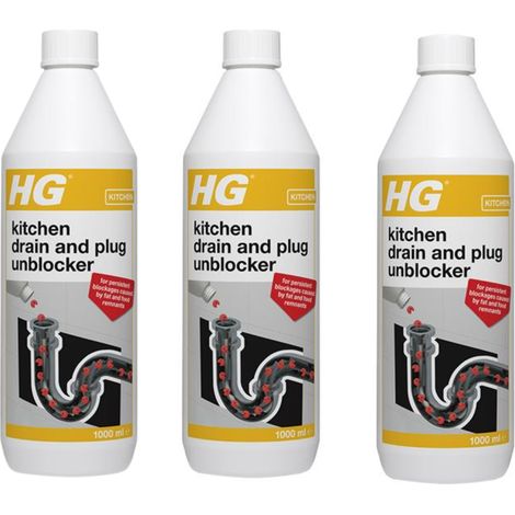 HG Kitchen Drain Unblocker 1L 3-Pack - Enzyme-Based Solution (1/2)