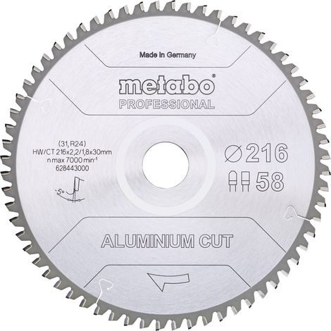 [NEUWERTIG] B-Ware Metabo Kreissägeblatt Aluminium 216mm 58 Zähne 1 Stück Präzisionsschnitte
