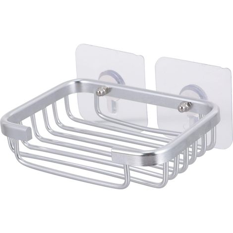 Porte-savon mural pour salle de bain avec revêtement en acier inoxydable -Autocollant, sans perçage - Argent (1/5)