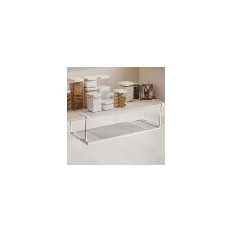 Panier de rangement extensible à suspendre sous une étagère, organiseur réglable en maille métallique pour cuisine, bureau, garde-manger (blanc) 38x20x20cm (1/5)