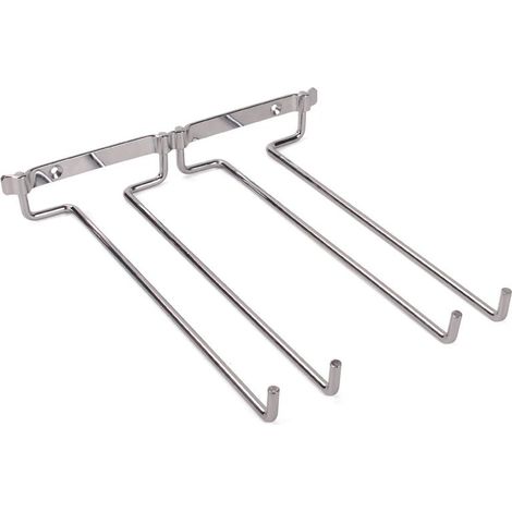 – Porte-verres suspendu en fer chromé – Support mural pour 3 à 5 verres à vin – Installation simple sous étagère – Rangement élégant (1/5)