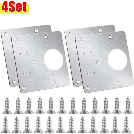 (4 jeux) Plaque de réparation pour charnières de porte de placard de cuisine, plaque de montage avec vis, supports de fixation plats, outils de quincaillerie pour meubles (1/5)