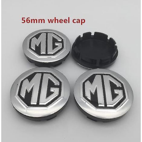 Lot de 4 enjoliveurs centraux de roue de voiture avec logo MG, 56 mm et 60 mm, en résine, autocollants et accessoires de style enjoliveur argenté de 56 mm. (1/5)