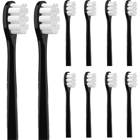 Lot de 10 têtes de brosse à dents soniques de rechange compatibles avec brosse à dents électrique Wondersmile Noir (1/5)