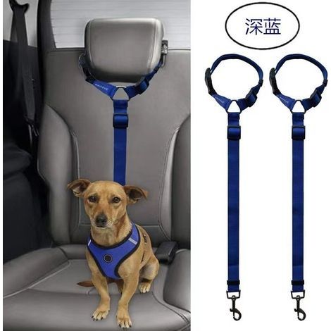 Lot de 2 Ceinture pour Chien pour Le Siège Arrière Universel, Réglable et Durable Harnais Voiture Chien Chat avec Mousqueton, Dog Seat Belt Ceinture Securite Chien pour Voiture, Bleu (1/5)