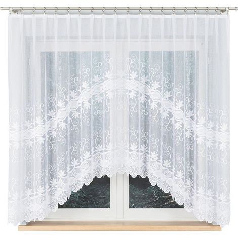 Jowita - Rideau jacquard prêt à poser avec fente en bas - 300 x 160 cm - blanc (1/5)