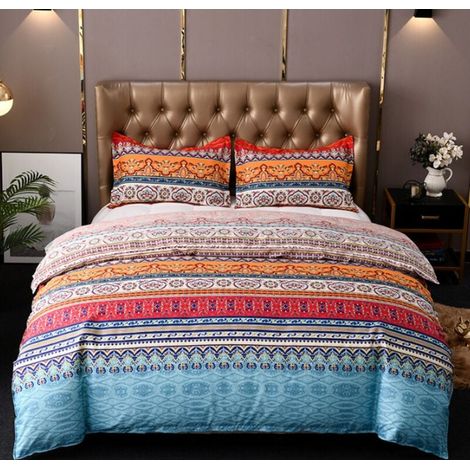 Couvre-lit matelassé bohème Double 3 pièces Patchwork Couvre-lit Courtepointe réversible Doux literie en Microfibre 220 240 cm (1/4)