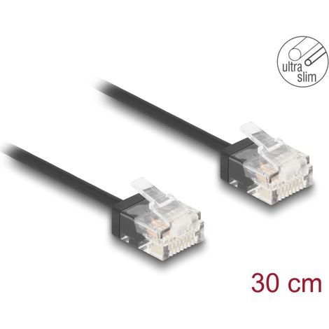 Delock Cable de red RJ45 Cat.6 UTP Ultra Slim 0,3 m negro