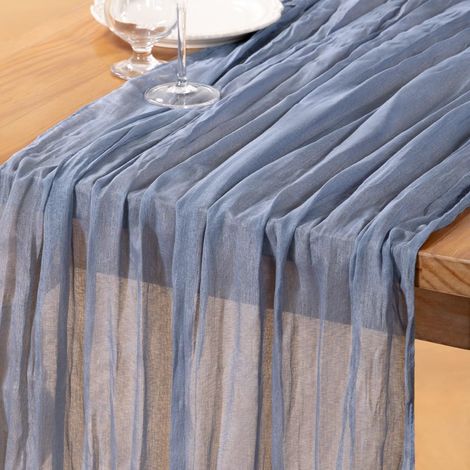 Chemin de Table en Gaze Bleu Poussiéreux 2 Pack 90 × 180 cm, Décor de Table de Noël (1/5)