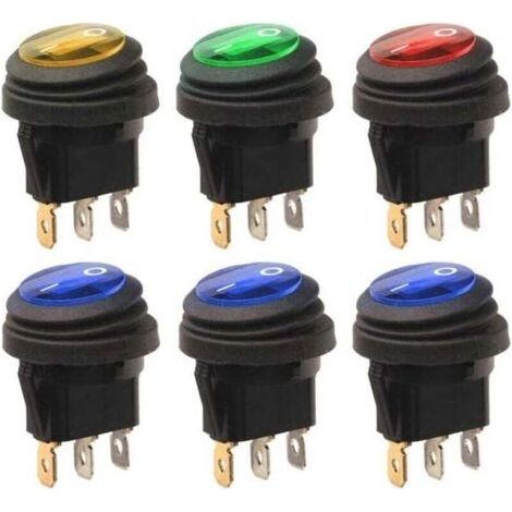 Interrupteur à bascule LED étanche 12V-24VDC – Lot de 6 – SPST ON-OFF avec fente de trou de serrure – Pour camion et bateau - 24VDC (1/5)