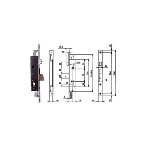 SERRATURA TRIPLICE INFILARE PER MONTANTI E PERS. C/QUADRO E SCR. 783  mm.30 (783301IFZ)    ISEO