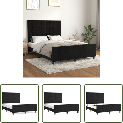 Kopfteil - Bettgestell ohne Matratze Schwarz 140x190 cm Samt (1/5)