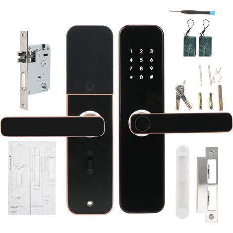 Serrure de porte intelligente Wi-Fi, avec écran tactile, clés à empreintes digitales, déverrouillage de la carte APP pour la sécurité du bureau et de la maison, Tuya (1/5)