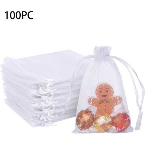 Bolsas de regalo de red (100 unidades), Bolsas de organza, Tamaño 1510cm, Bolsas transparentes para regalos de boda, joyería, Navidad, Morado (1/5)