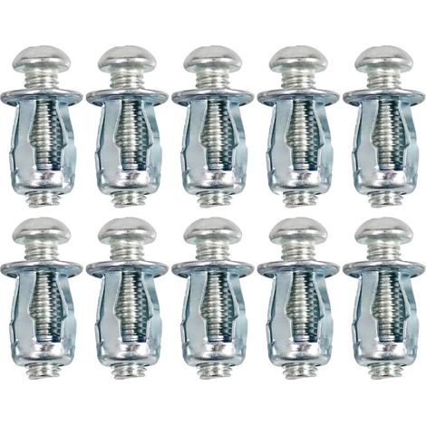 Lot de 10 ancrages en métal M6 x 25 pour cavités et murs creux robustes pour la décoration de la maison et les fixations sur les cavités et les murs en plaques de plâtre