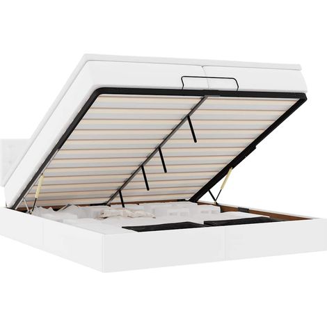 Maison Exclusive - Estructura cama otomana colchón blanco puro 20